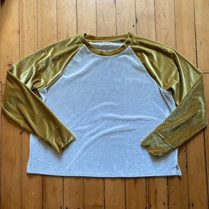 Madewell Gold and White Velour Baseball Shirt Size XL